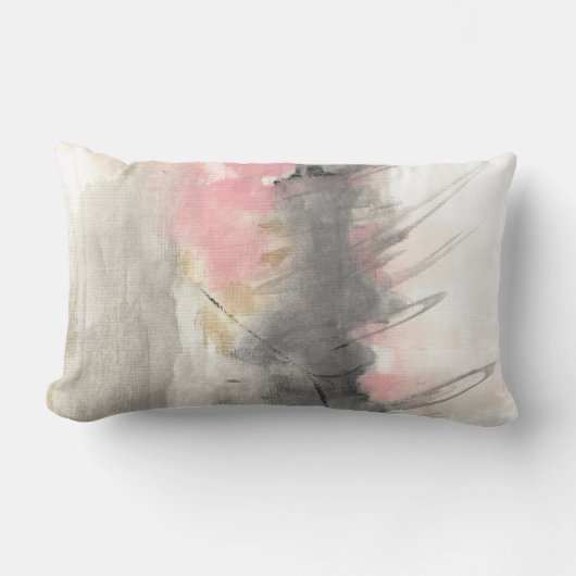 抽象芸術モダンア絵を描ートピンク金ゴールド ランバークッション (正面)