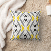 抽象芸術モダンイエローグレーダイヤモンド クッション (ブランケット)