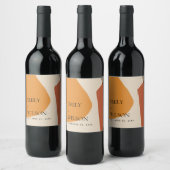 抽象芸術モダンイエローテラコタ芸術的結婚ズ ワインラベル (ボトル)