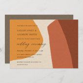 抽象芸術モダンイエローテラコタ芸術的結婚ズ 招待状 (正面/裏面)