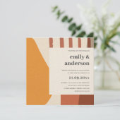 抽象芸術モダンイエローテラコタ芸術的結婚ズ 招待状 (スタンド正面)