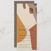 抽象芸術モダンイエローテラコッタブライダルシャワー 招待状 (正面/裏面)