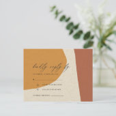 抽象芸術モダンイエローテラコッタ芸術的RSVP ポストカード (スタンド正面)