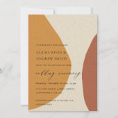 抽象芸術モダンイエローテラコ芸術的ッタ結婚ズ 招待状 (正面)