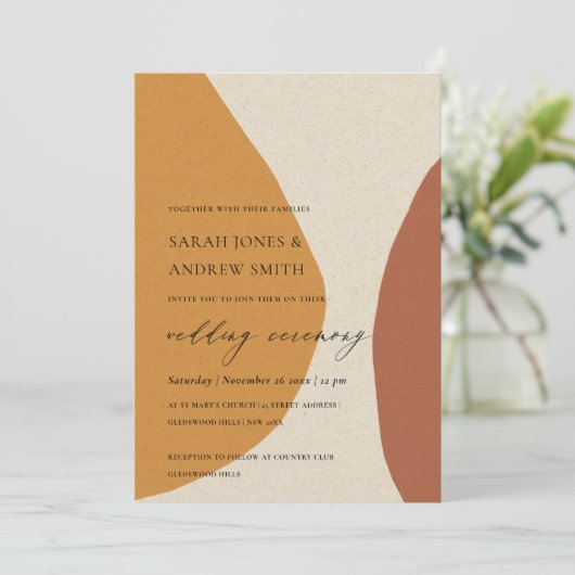 抽象芸術モダンイエローテラコ芸術的ッタ結婚ズ 招待状 (スタンド正面)