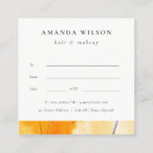 抽象芸術モダンイエローブルーアートギフト券 スクエア名刺 (裏面)