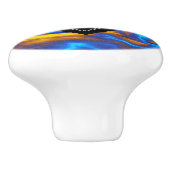 抽象芸術モダンイエローブルーパープルリキッドマーブル セラミックノブ (側面)