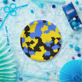 抽象芸術モダンイエローブルーブラックパターンデザイン ペーパープレート (パーティー)