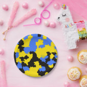 抽象芸術モダンイエローブルーブラックパターンデザイン ペーパープレート (パーティー)