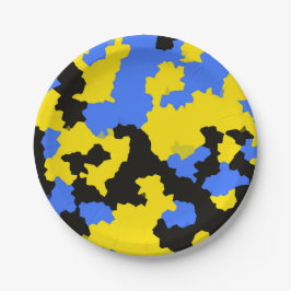 抽象芸術モダンイエローブルーブラックパターンデザイン ペーパープレート