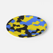 抽象芸術モダンイエローブルーブラックパターンデザイン ペーパープレート (アングル)