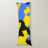 抽象芸術モダンイエローブルーブラックパターンデザイン ボディピロー (正面縦)