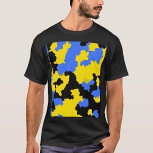 抽象芸術モダンイエローブルーブラックパターンデザイン Tシャツ