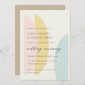 抽象芸術モダンイエロー赤面アクアウェディングアグッズ サンキューカード (正面/裏面)