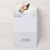 抽象芸術モダンインディゴアクアブルー写真テンプレート オールインワン招待状 (外側)