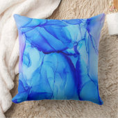 抽象芸術モダンインディゴブルーパープルスワール クッション (ブランケット)