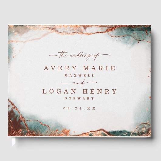 抽象芸術モダンウォーターカラーテラコッタ結婚ズ ゲストブック (正面)