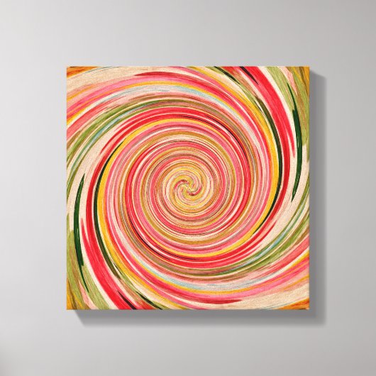 抽象芸術モダンウォーターカラーパステルズピンク キャンバスプリント (正面)