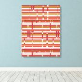 抽象芸術モダンウォールアートパステルレッドグリーンストライプズ キャンバスプリント (インサイチュ (ウッドフロア))