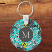 抽象芸術モダンエキゾチックフローラアートモノグラム キーホルダー (正面)