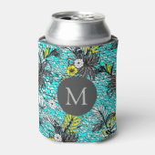 抽象芸術モダンエキゾチックフローラアートモノグラム 缶クーラー (缶正面)