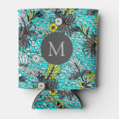 抽象芸術モダンエキゾチックフローラアートモノグラム 缶クーラー (正面)