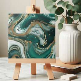 抽象芸術モダンエメラルドグリーンと金ゴールド大理石 タイル