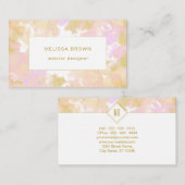 抽象芸術モダンエレガントカラーのロゴピンク金ゴールド 名刺 (正面/裏面)