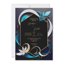 抽象芸術モダンエレガントティール（緑がかった色）、ホワイト、金ゴールド結婚ズ