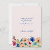 抽象芸術モダンエレガントフローラ水結婚色 セーブザデート (裏面)