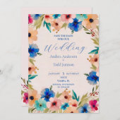 抽象芸術モダンエレガントフローラ水結婚色 セーブザデート (正面/裏面)