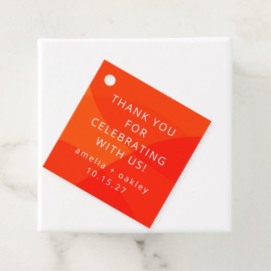 抽象芸術モダンオレンジのカスタムウェディングサンキュー フェイバータグ (インサイチュ)