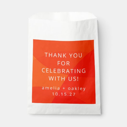 抽象芸術モダンオレンジのカスタムウェディングサンキュー フェイバーバッグ (正面)