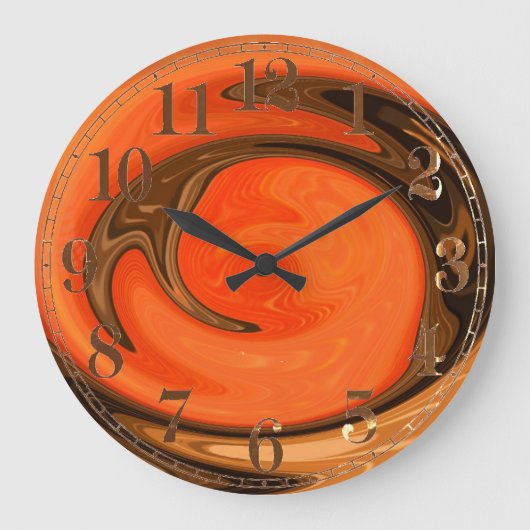 抽象芸術モダンオレンジブラウンサンセットウォールクロック ラージ壁時計 (正面)