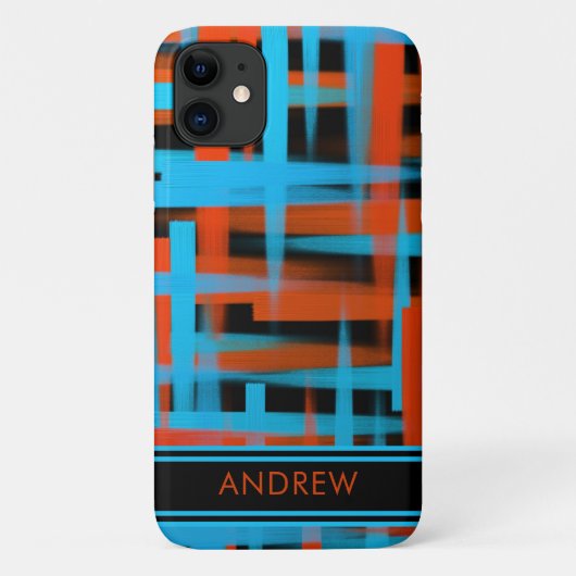 抽象芸術モダンオレンジブルーブラックストロークモノグラム Case-Mate iPhoneケース (裏面)
