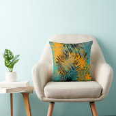 抽象芸術モダンオレンジ色のグレーティール(緑がかった色)ミックス クッション (椅子)