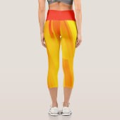 抽象芸術モダンオレンジ色の黄色の幾何学的パターン カプリレギンス (裏面)