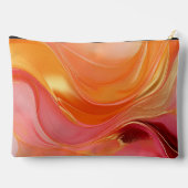 抽象芸術モダンオレンジ色ピンクと金ゴールド アクセサリーポーチ (裏面)