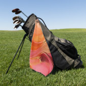 抽象芸術モダンオレンジ色ピンクと金ゴールド ゴルフタオル (グリーン)