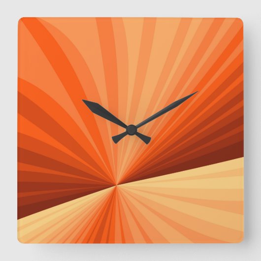 抽象芸術モダンオレンジ赤バニラグラフィックフラクタル スクエア壁時計 (正面)