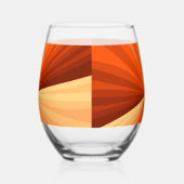 抽象芸術モダンオレンジ赤バニラグラフィックフラクタル ステムなしワイングラス (左)