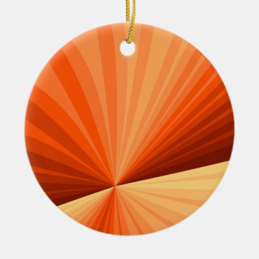 抽象芸術モダンオレンジ赤バニラグラフィックフラクタル セラミックオーナメント (正面)