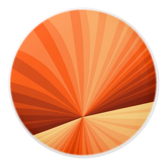 抽象芸術モダンオレンジ赤バニラグラフィックフラクタル セラミックノブ (正面)