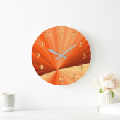 抽象芸術モダンオレンジ赤バニラグラフィックフラクタル ラージ壁時計 (ホーム)