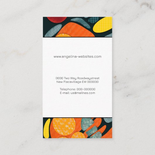 抽象芸術モダンカラフルはっきりしたタイポグラフィ 名刺 (裏面)