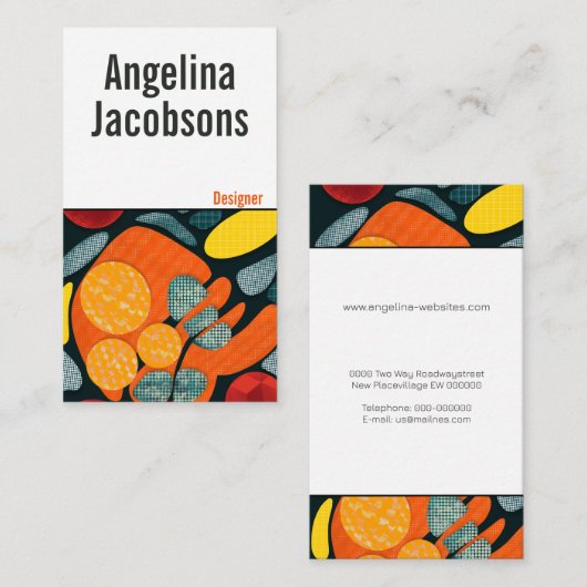 抽象芸術モダンカラフルはっきりしたタイポグラフィ 名刺 (正面/裏面)