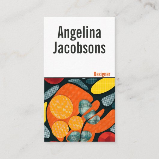 抽象芸術モダンカラフルはっきりしたタイポグラフィ 名刺 (正面)