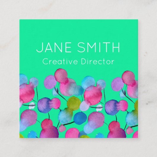 抽象芸術モダンカラフルクリエイティブ業 スクエア名刺 (正面)