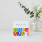 抽象芸術モダンカラフルクリエイティブ業 スクエア名刺 (スタンド正面)