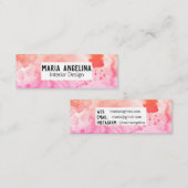 抽象芸術モダンカラフルピンクのスプラッシュ水色 スキニー名刺 (正面/裏面)